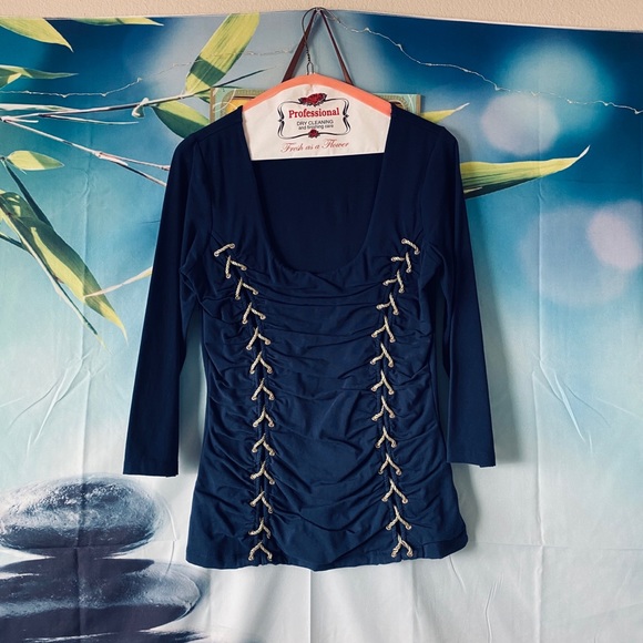 Boston Proper Ruched Lace-up Top - Picture 7 of 7